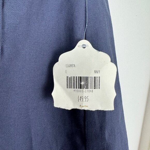 Altar'd State NEW Navy Blue Cotton Mini Wrap Skirt Large Casual Nautical Button - Picture 3 of 8